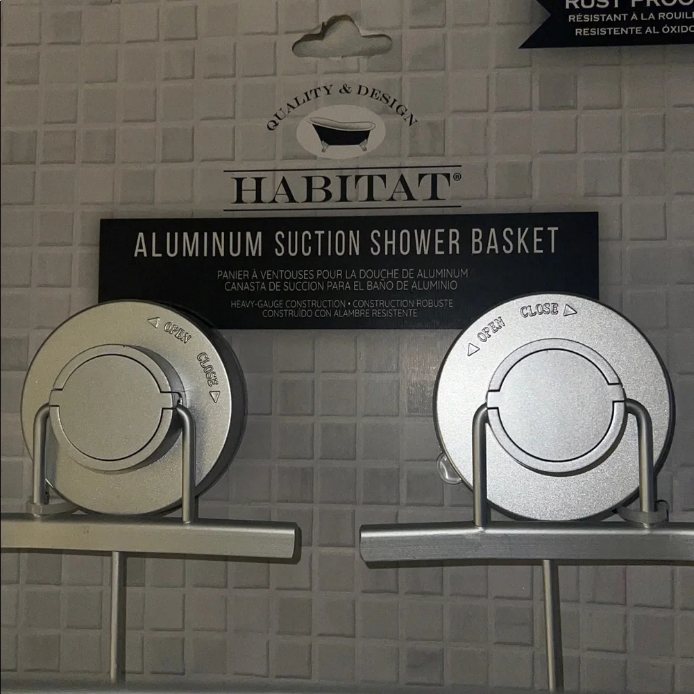 Habitat Silver Aluminum Suction Shower Basket